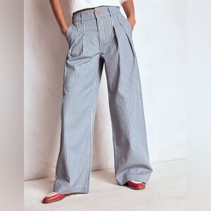 Boden Blue and White Striped Pants